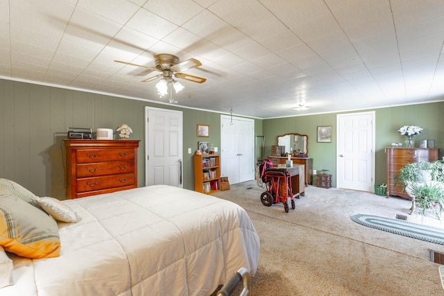 bedroom featuring carpet floors and a ceiling fan