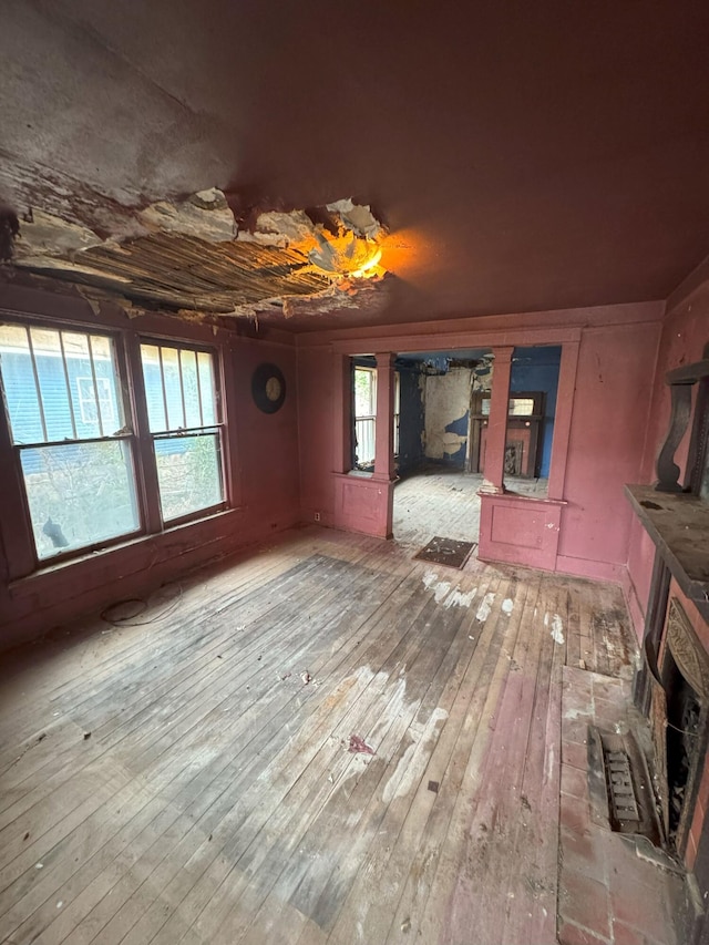 unfurnished living room with light wood-style floors