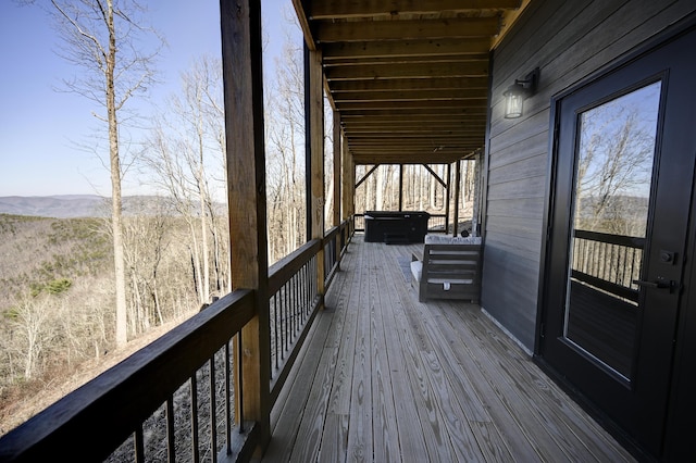 deck with a mountain view