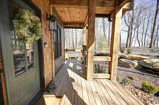 wooden deck featuring a porch