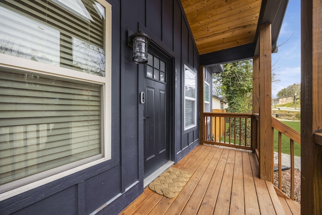 wooden terrace with covered porch