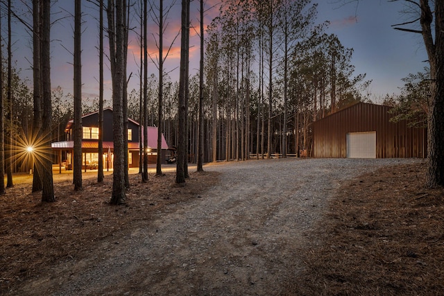 playground at dusk with an outdoor structure