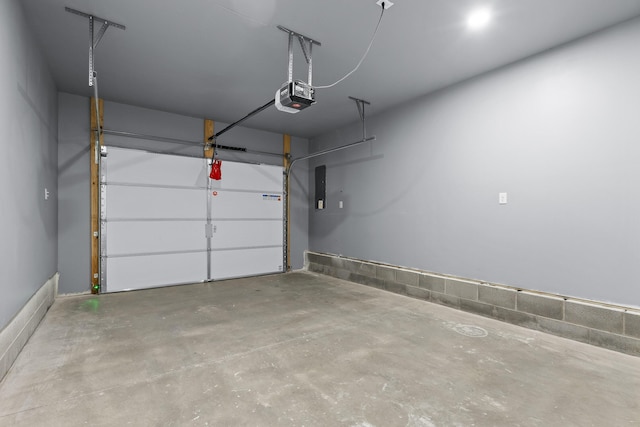 garage with a garage door opener