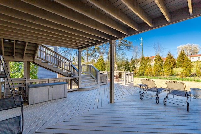 wooden deck with stairway