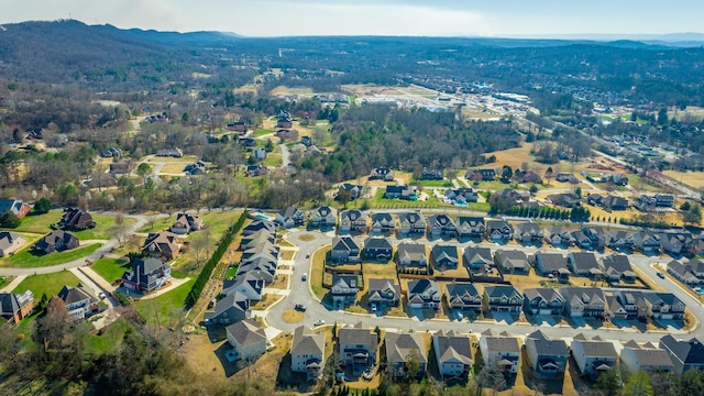 birds eye view of property with a residential view and a mountain view