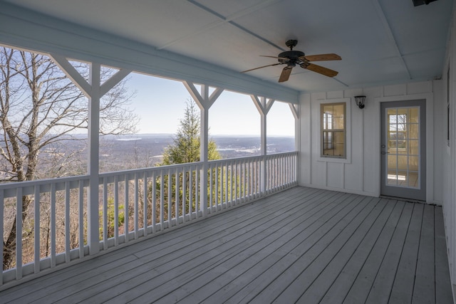 deck featuring ceiling fan