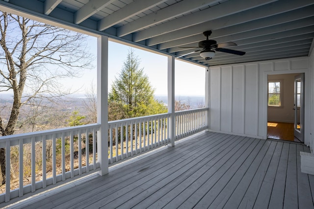 deck with a ceiling fan