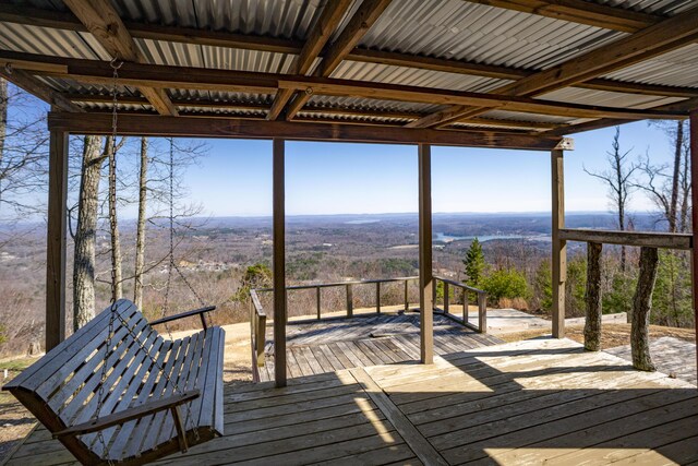 deck with a forest view