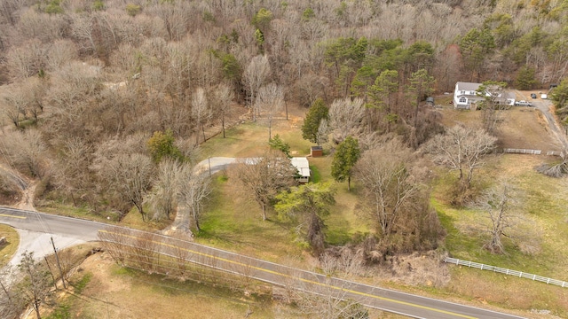 bird's eye view featuring a view of trees