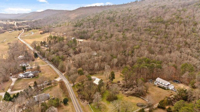 birds eye view of property with a mountain view