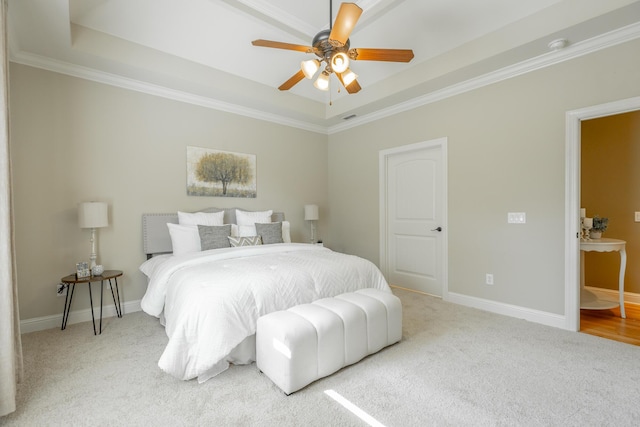 4581 Sweet Berry Ln, Ooltewah, TN 37363 - bedroom featuring a raised ceiling, carpet, crown molding, and a ceiling fan
