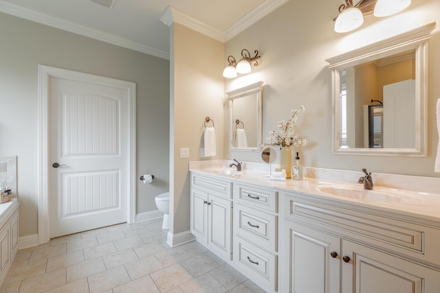 4581 Sweet Berry Ln, Ooltewah, TN 37363 - bathroom with double vanity and crown molding