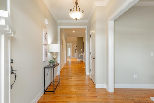 4581 Sweet Berry Ln, Ooltewah, TN 37363 - hall featuring light wood-style flooring and crown molding