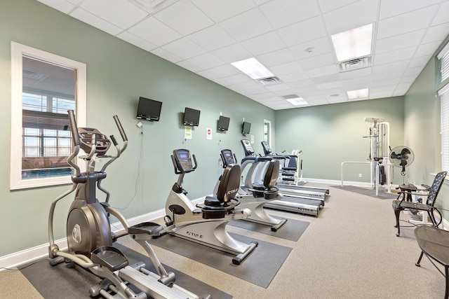 4581 Sweet Berry Ln, Ooltewah, TN 37363 - exercise room with a drop ceiling