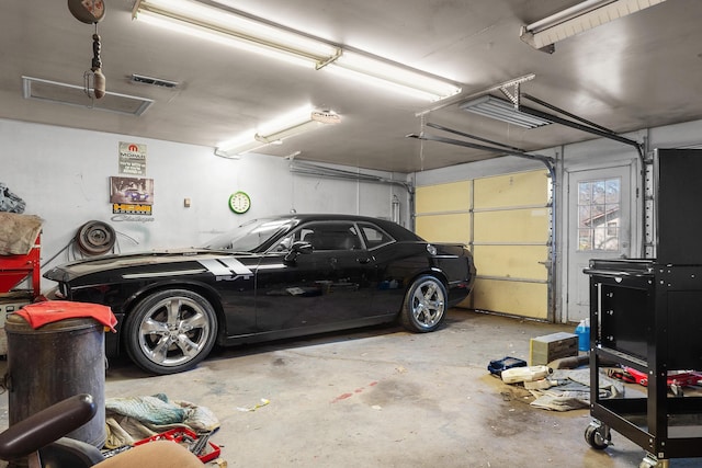 garage with visible vents