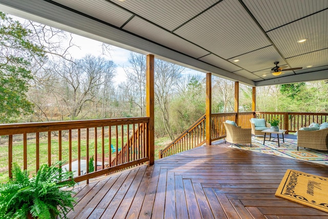 4513 Lamont Ln, Chattanooga, TN 37415 - wooden terrace featuring outdoor lounge area and ceiling fan
