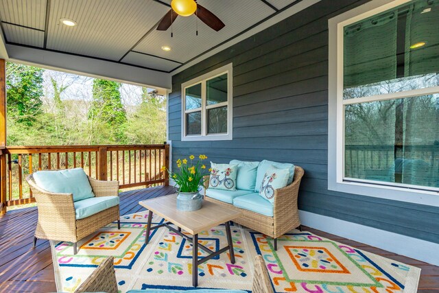 4513 Lamont Ln, Chattanooga, TN 37415 - wooden terrace with a ceiling fan and outdoor lounge area