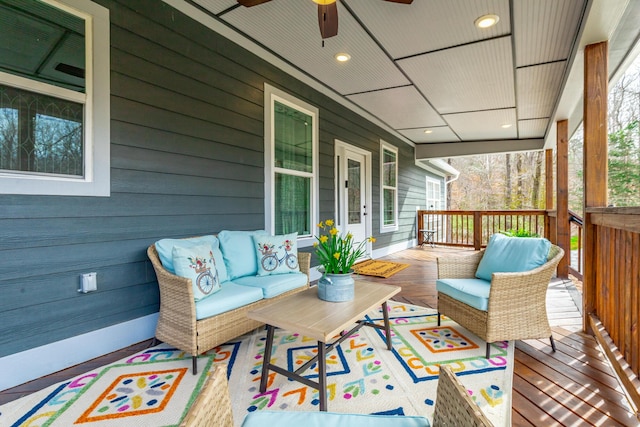 4513 Lamont Ln, Chattanooga, TN 37415 - wooden terrace featuring an outdoor living space and a ceiling fan