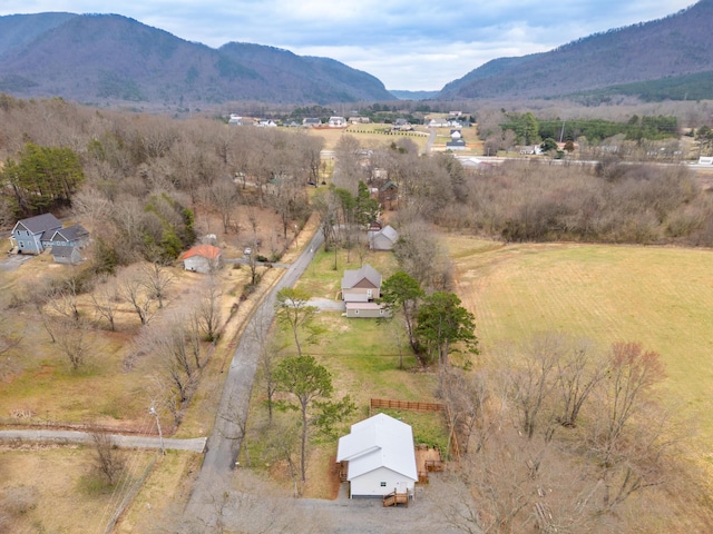 aerial view with a rural view and a mountain view