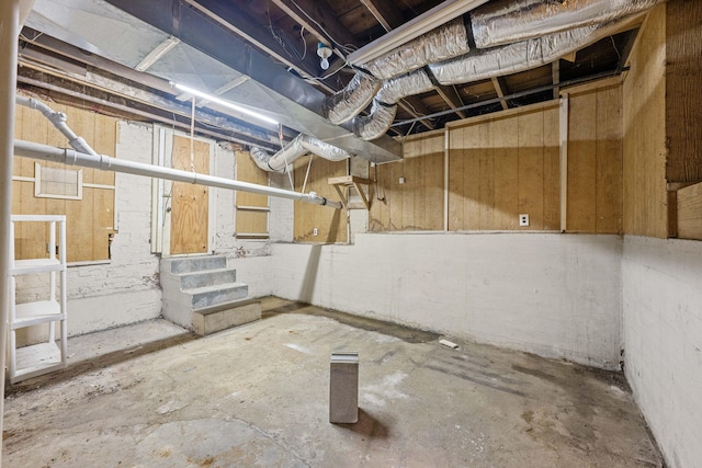 view of unfinished basement