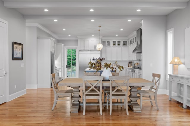 1109 Meroney St, Chattanooga, TN 37405 - dining space with light wood finished floors, recessed lighting, and ornamental molding