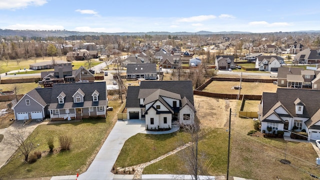 birds eye view of property with a residential view