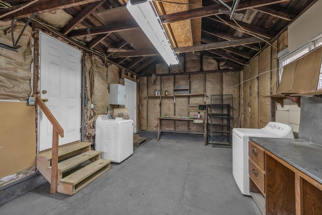 basement featuring separate washer and dryer