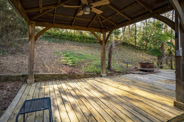 wooden deck with a gazebo