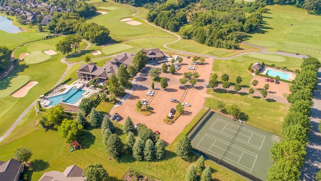 birds eye view of property featuring golf course view