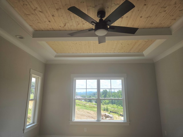 10634 Flicker Way Unit 119, Apison, TN 37302 - detailed view of wood ceiling, a ceiling fan, and a tray ceiling