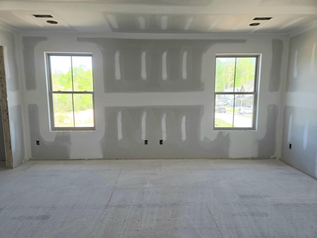spare room with visible vents
