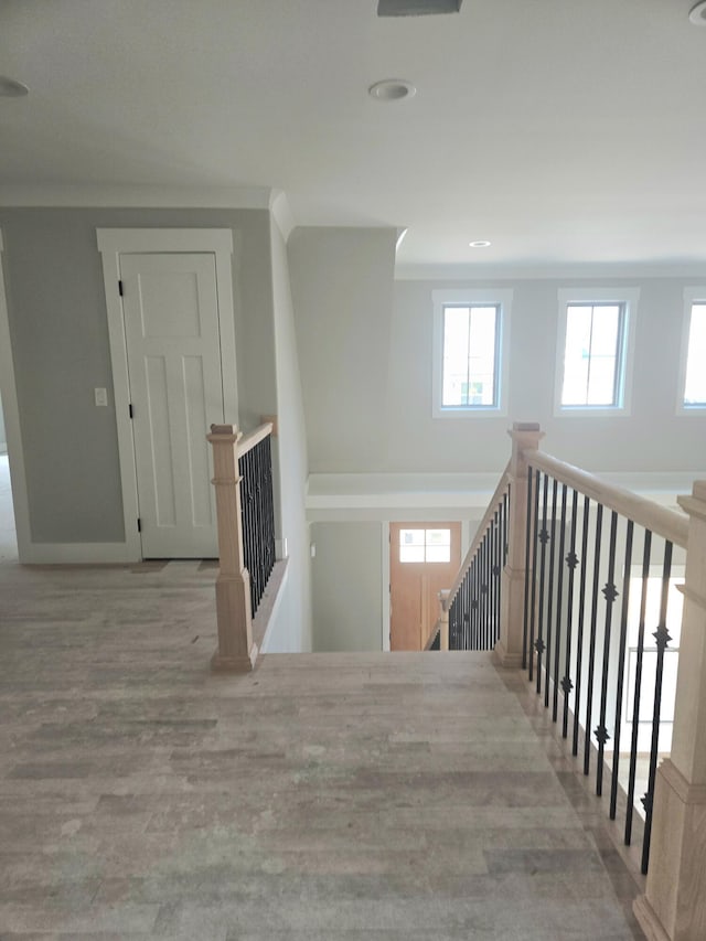10630 Flicker Way Unit 120, Apison, TN 37302 - corridor with an upstairs landing, wood finished floors, and recessed lighting
