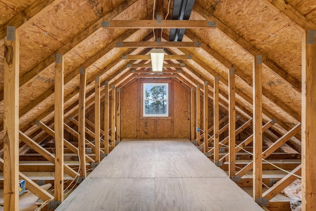 view of unfinished attic