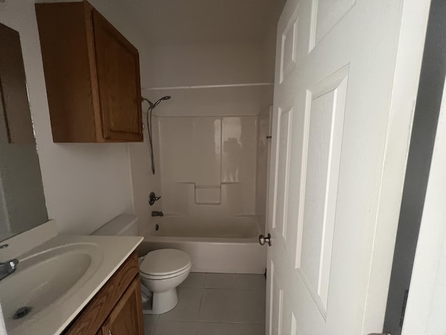 full bathroom featuring toilet, tile patterned flooring, bathtub / shower combination, and vanity