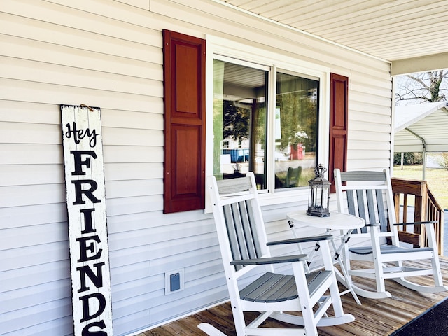 deck with covered porch