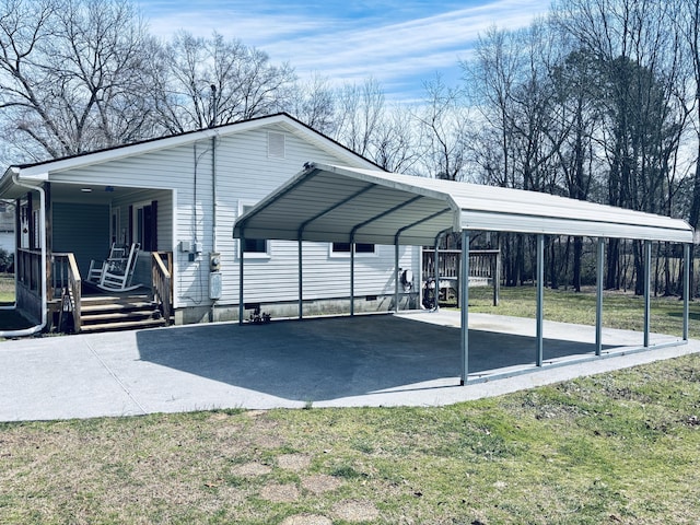 view of parking / parking lot featuring a detached carport