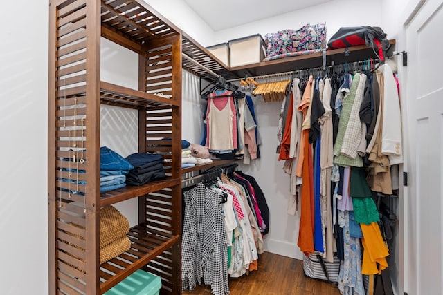 spacious closet featuring wood finished floors