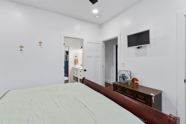 bedroom with recessed lighting