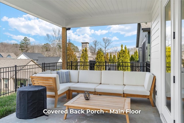 view of patio with an outdoor living space