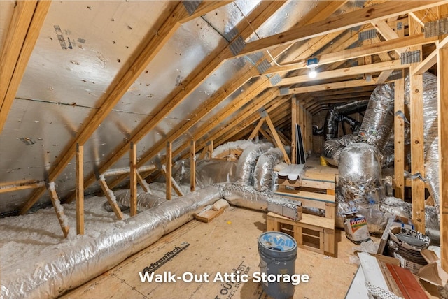 view of unfinished attic