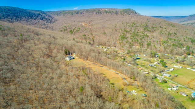 bird's eye view with a mountain view and a forest view