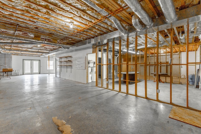 basement with french doors