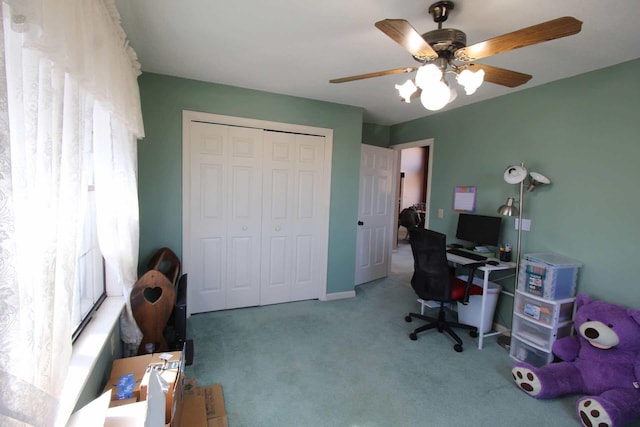 view of carpeted home office