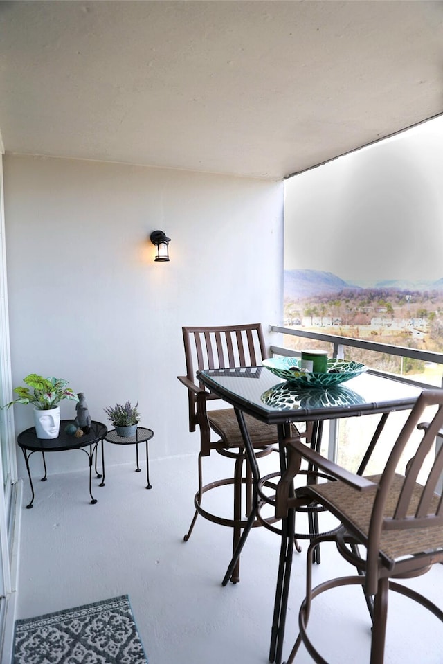 balcony with a mountain view