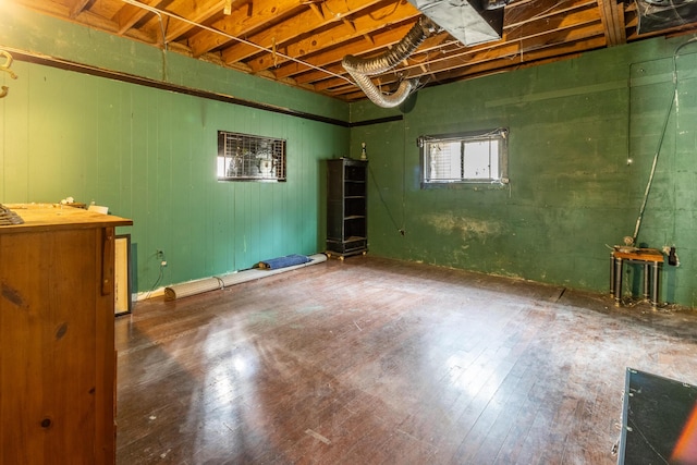 basement featuring wood finished floors