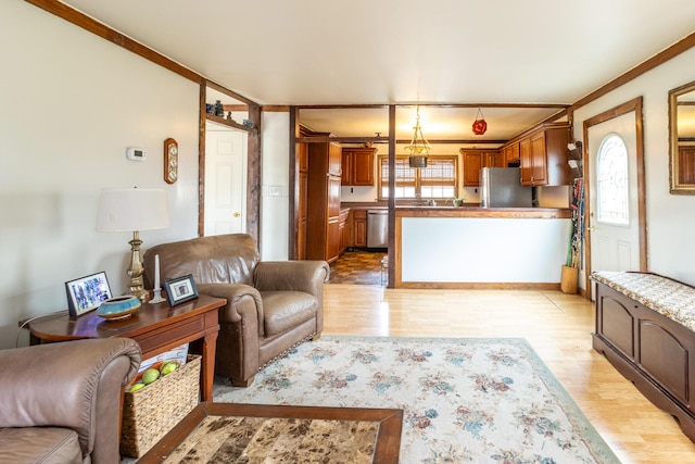 living area featuring light wood-type flooring