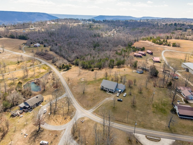 birds eye view of property featuring a rural view and a mountain view