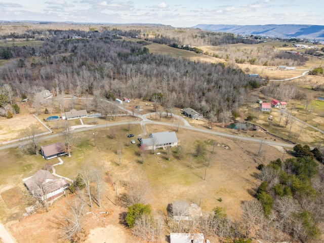 aerial view with a mountain view and a rural view