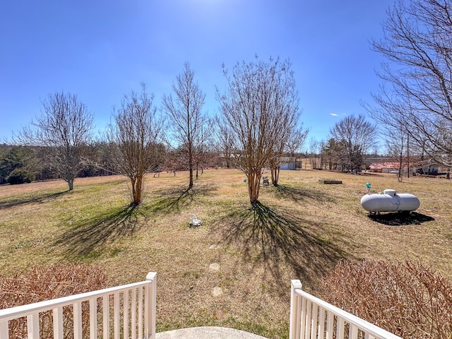 view of yard with a rural view