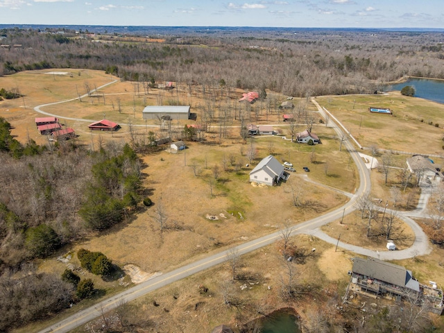 birds eye view of property featuring a rural view